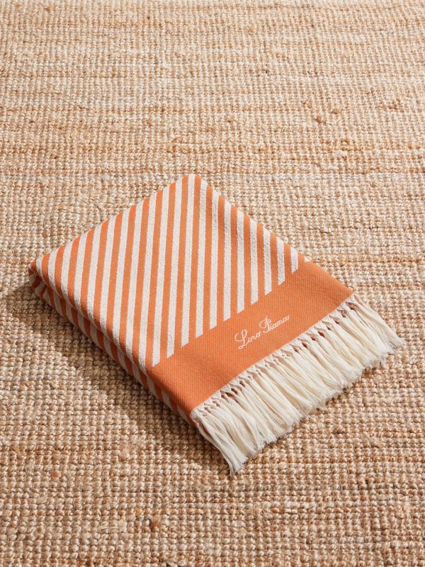 Moai Fringed Striped Cotton-Bouclé Beach Towel