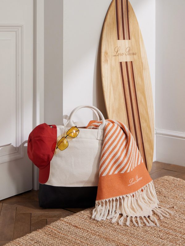 Moai Fringed Striped Cotton-Bouclé Beach Towel - OU