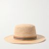 Naoki Webbing-Trimmed Straw Hat - BK Naoki Webbing-Trimmed Straw Hat - BK
