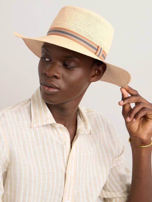 Naoki Webbing-Trimmed Straw Hat - OU Naoki Webbing-Trimmed Straw Hat - OU