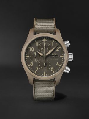 Pilot's Top Gun Mojave Desert Automatic Chronograph 41.9mm Ceramic, Rubber and Grosgrain Watch, Ref. No. IW389402 Pilot's Top Gun Mojave Desert Automatic Chronograph 41.9mm Ceramic, Rubber and Grosgrain Watch, Ref. No. IW389402
