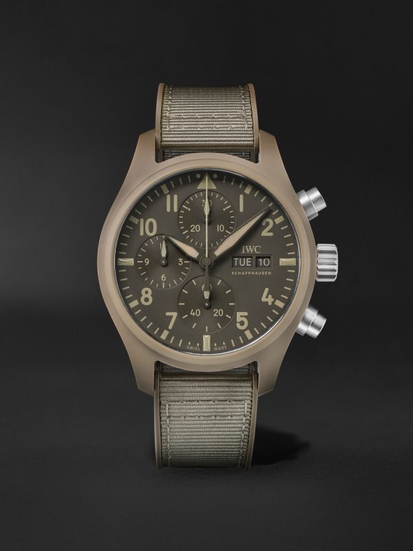 Pilot's Top Gun Mojave Desert Automatic Chronograph 41.9mm Ceramic, Rubber and Grosgrain Watch, Ref. No. IW389402 Pilot's Top Gun Mojave Desert Automatic Chronograph 41.9mm Ceramic, Rubber and Grosgrain Watch, Ref. No. IW389402