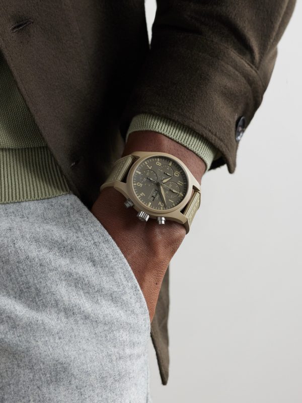Pilot's Top Gun Mojave Desert Automatic Chronograph 41.9mm Ceramic, Rubber and Grosgrain Watch, Ref. No. IW389402 - OU Pilot's Top Gun Mojave Desert Automatic Chronograph 41.9mm Ceramic, Rubber and Grosgrain Watch, Ref. No. IW389402 - OU