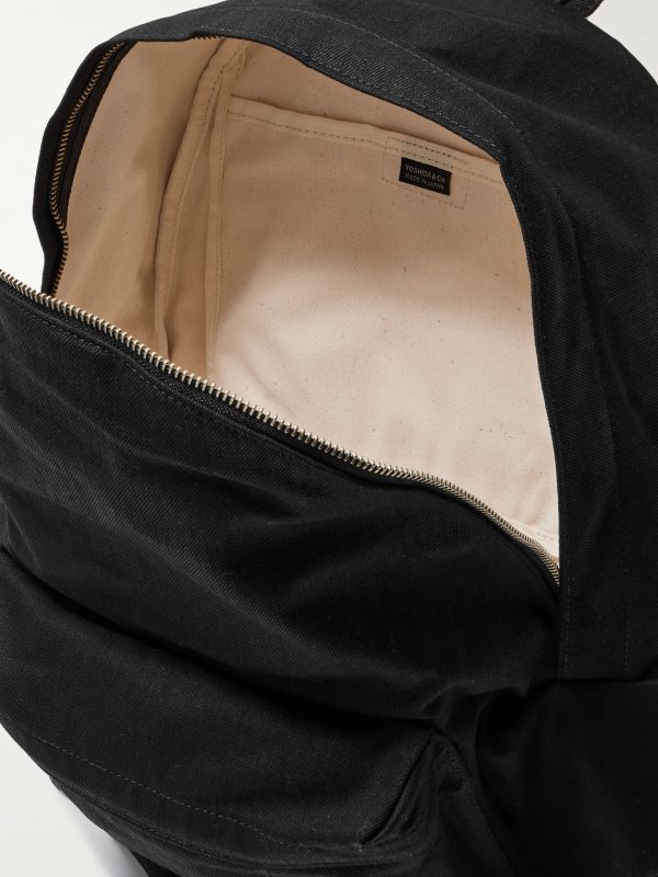 Daypack Leather-Trimmed Denim Backpack - E1