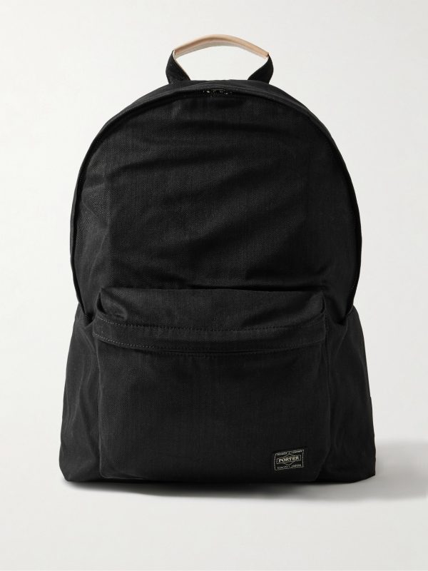 Daypack Leather-Trimmed Denim Backpack
