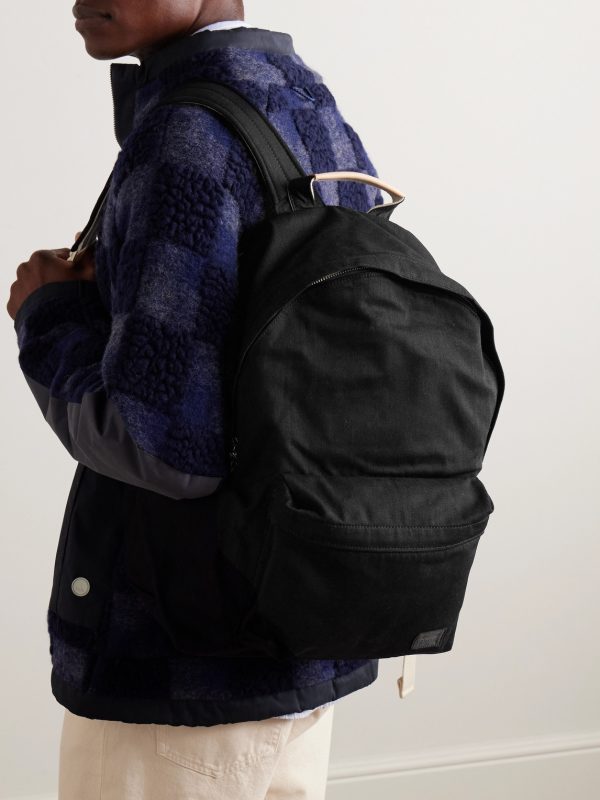 Daypack Leather-Trimmed Denim Backpack - OU