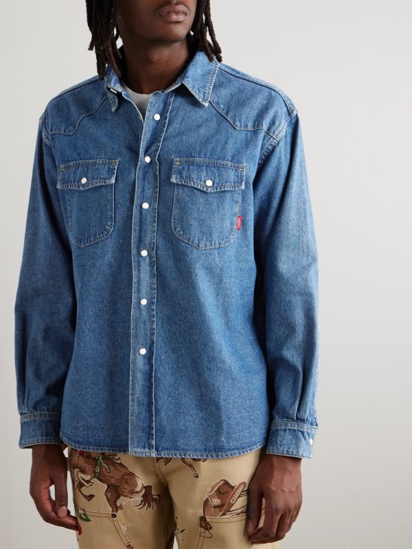 Logo-Print Denim Shirt - FR Logo-Print Denim Shirt - FR