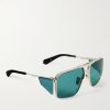 + Valentino Rossi Assen Aviator-Style Silver-Tone Sunglasses - FR + Valentino Rossi Assen Aviator-Style Silver-Tone Sunglasses - FR