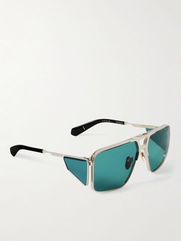 + Valentino Rossi Assen Aviator-Style Silver-Tone Sunglasses - FR + Valentino Rossi Assen Aviator-Style Silver-Tone Sunglasses - FR