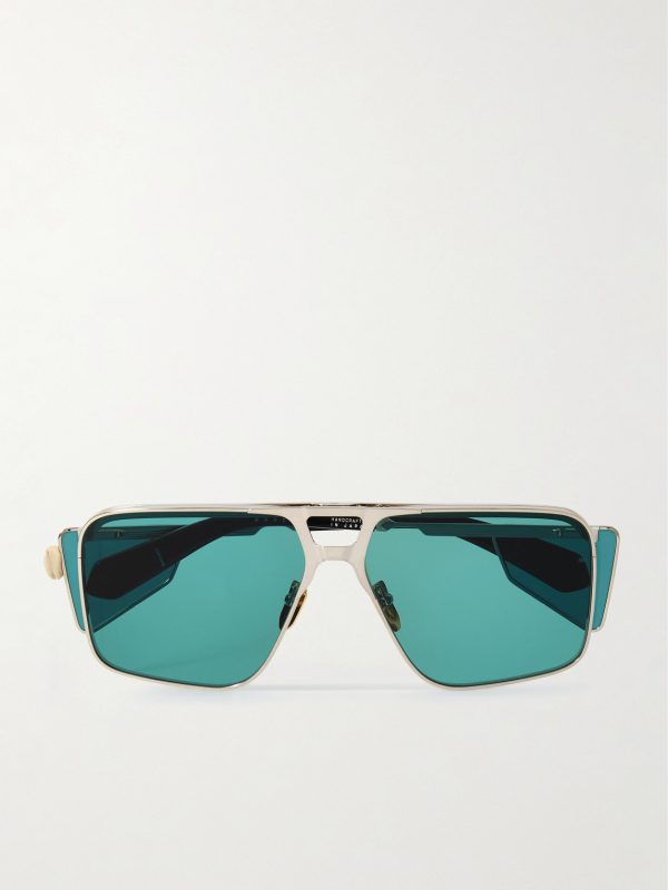 + Valentino Rossi Assen Aviator-Style Silver-Tone Sunglasses + Valentino Rossi Assen Aviator-Style Silver-Tone Sunglasses