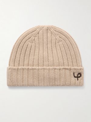 Logo-Embroidered Ribbed Cashmere Beanie