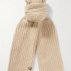 Leather-Trimmed Ribbed Cashmere Scarf Leather-Trimmed Ribbed Cashmere Scarf