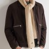 Leather-Trimmed Ribbed Cashmere Scarf - OU Leather-Trimmed Ribbed Cashmere Scarf - OU
