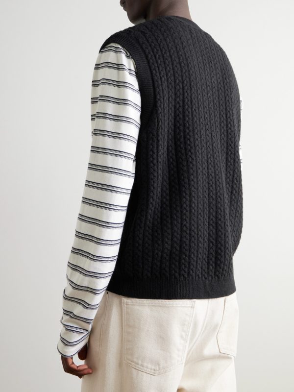 Cable-Knit Wool Sweater Vest - BK