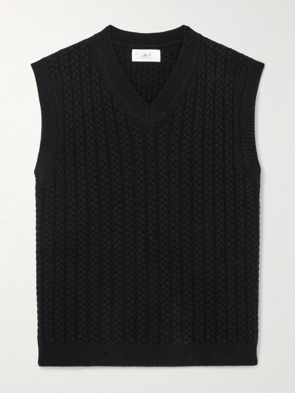 Cable-Knit Wool Sweater Vest