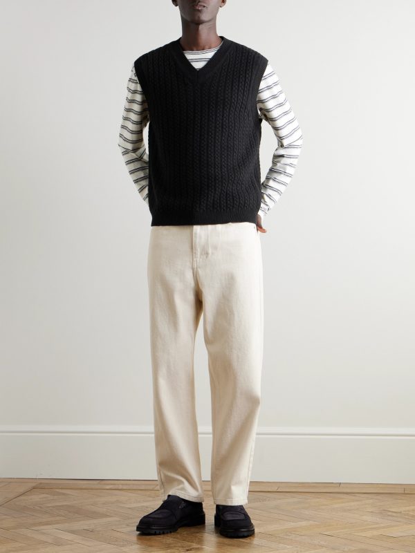 Cable-Knit Wool Sweater Vest - OU