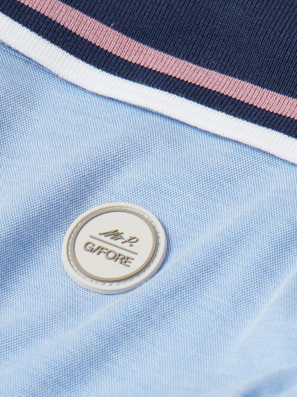 + G/FORE Golf Striped Logo-Appliquéd Piqué Polo Shirt - E1 + G/FORE Golf Striped Logo-Appliquéd Piqué Polo Shirt - E1