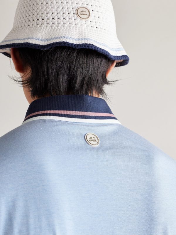 + G/FORE Golf Striped Logo-Appliquéd Piqué Polo Shirt - E2 + G/FORE Golf Striped Logo-Appliquéd Piqué Polo Shirt - E2