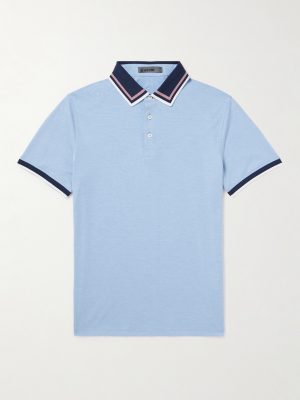 + G/FORE Golf Striped Logo-Appliquéd Piqué Polo Shirt + G/FORE Golf Striped Logo-Appliquéd Piqué Polo Shirt