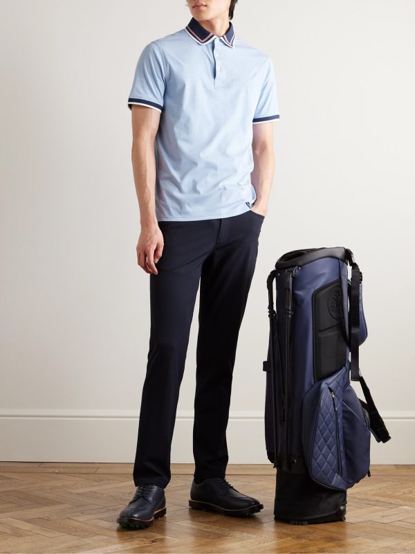 + G/FORE Golf Striped Logo-Appliquéd Piqué Polo Shirt - OU + G/FORE Golf Striped Logo-Appliquéd Piqué Polo Shirt - OU