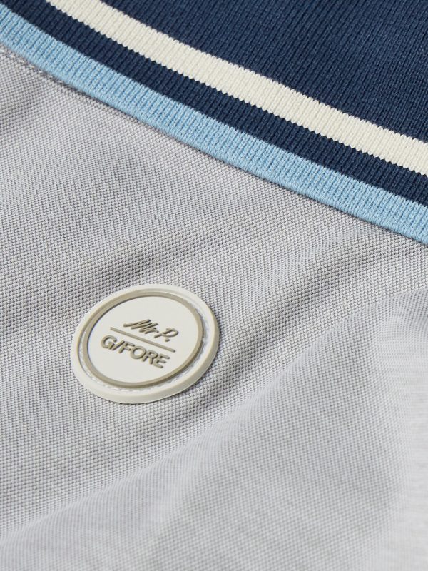 + G/FORE Golf Striped Logo-Appliquéd Piqué Polo Shirt - E1 + G/FORE Golf Striped Logo-Appliquéd Piqué Polo Shirt - E1
