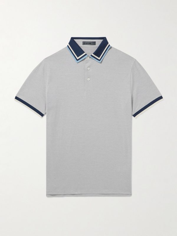 + G/FORE Golf Striped Logo-Appliquéd Piqué Polo Shirt + G/FORE Golf Striped Logo-Appliquéd Piqué Polo Shirt