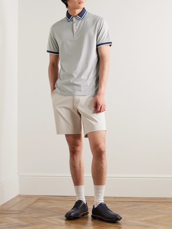 + G/FORE Golf Striped Logo-Appliquéd Piqué Polo Shirt - OU + G/FORE Golf Striped Logo-Appliquéd Piqué Polo Shirt - OU