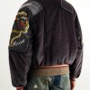Embroidered Quilted Shell-Trimmed Cotton-Velvet Bomber Jacket - BK