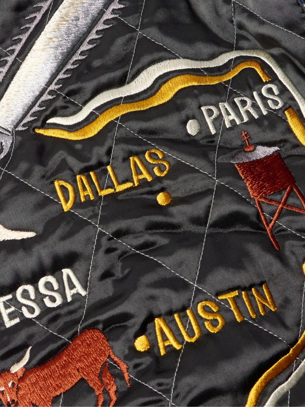 Embroidered Quilted Shell-Trimmed Cotton-Velvet Bomber Jacket - E1
