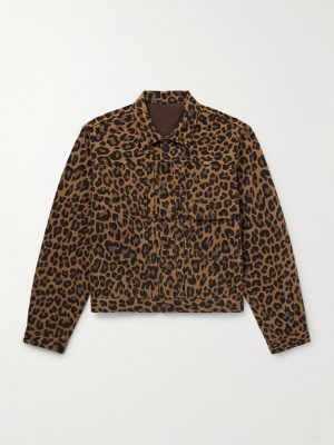 Leopard-Print Brushed Cotton-Blend Twill Jacket