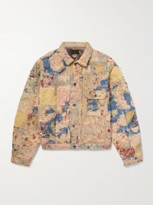 Boro Distressed Patchwork Cotton and Linen-Blend Jacket Boro Distressed Patchwork Cotton and Linen-Blend Jacket