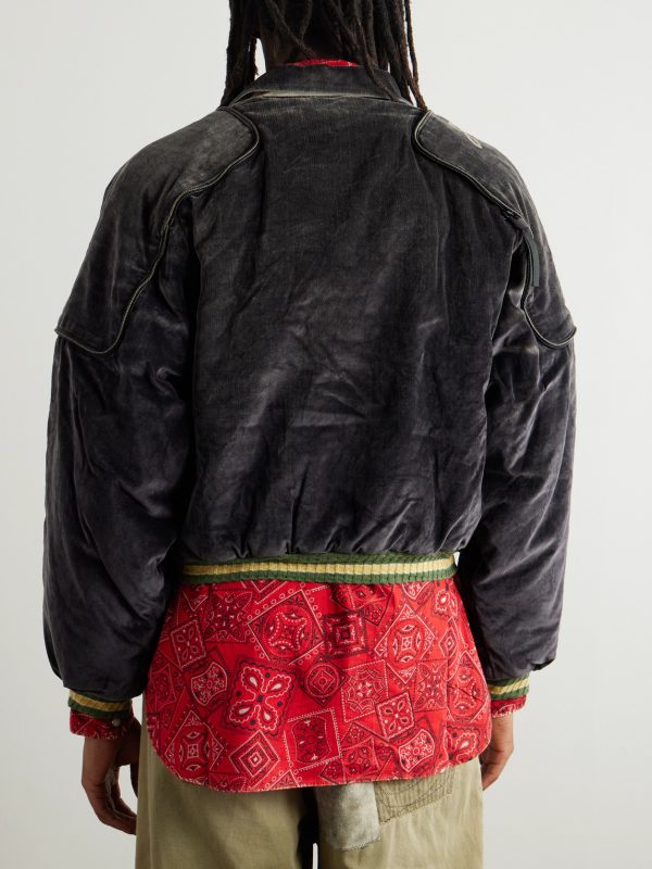 Logo-Embroidered Zip-Detailed Cotton-Velvet Bomber Jacket - BK Logo-Embroidered Zip-Detailed Cotton-Velvet Bomber Jacket - BK