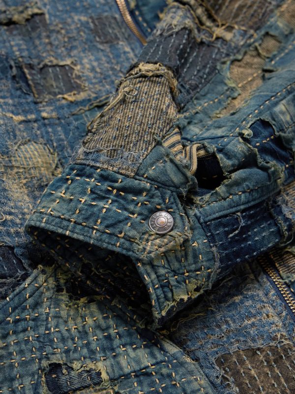 Boro Distressed Patchwork Denim Jacket - E1