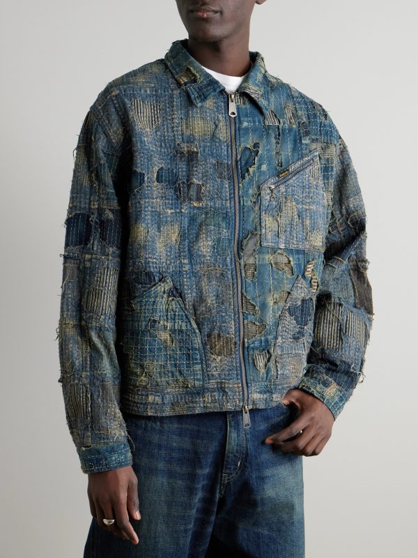 Boro Distressed Patchwork Denim Jacket - FR