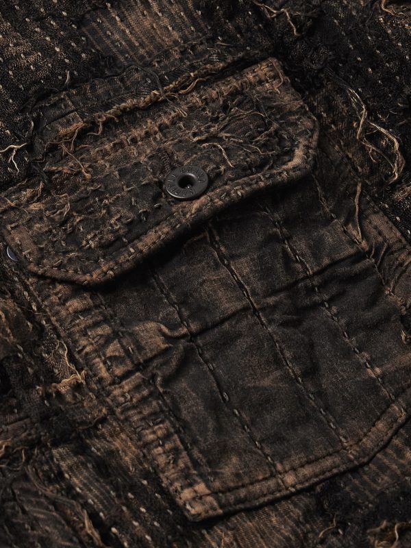 Boro Distressed Patchwork Cotton and Linen-Blend Jacket - E1 Boro Distressed Patchwork Cotton and Linen-Blend Jacket - E1