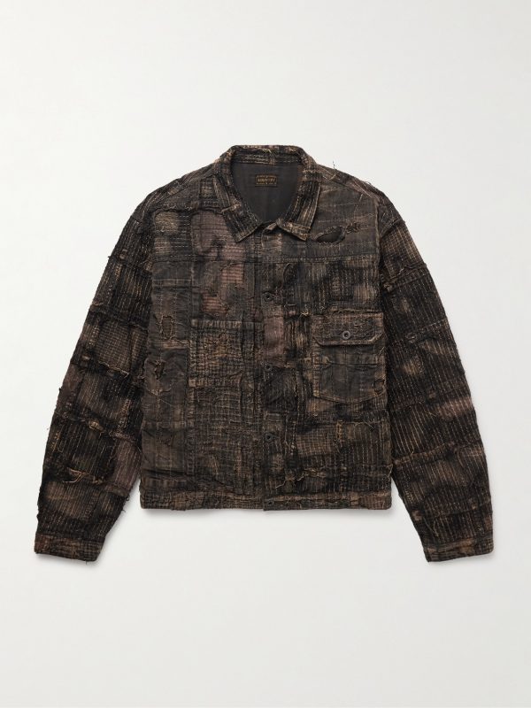 Boro Distressed Patchwork Cotton and Linen-Blend Jacket Boro Distressed Patchwork Cotton and Linen-Blend Jacket