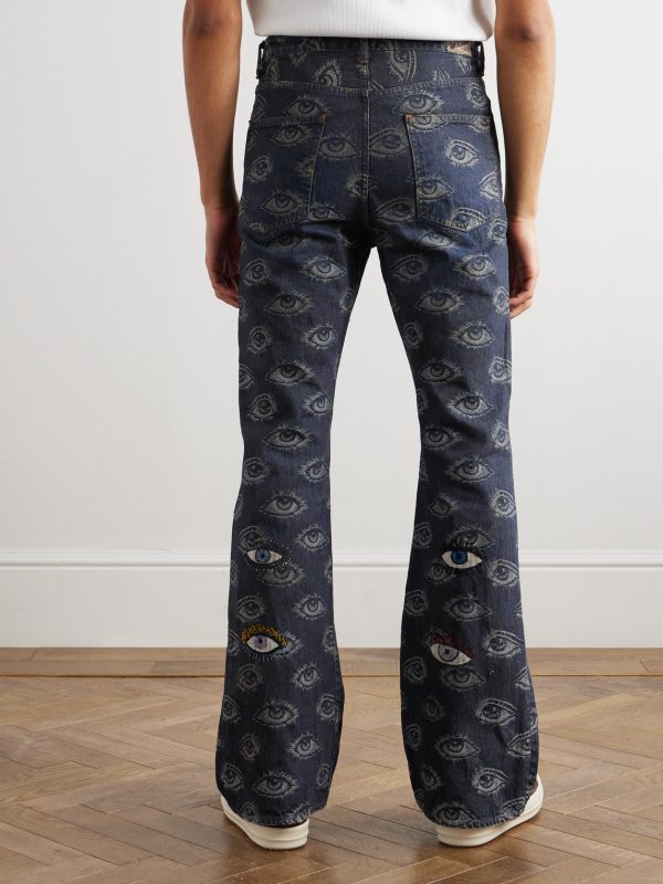 Speakeasy Slim-Fit Flared Printed Distressed Jeans - BK Speakeasy Slim-Fit Flared Printed Distressed Jeans - BK