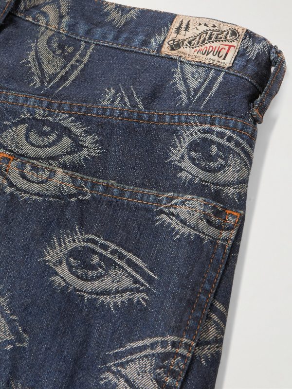 Speakeasy Slim-Fit Flared Printed Distressed Jeans - CU Speakeasy Slim-Fit Flared Printed Distressed Jeans - CU