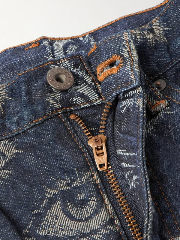 Speakeasy Slim-Fit Flared Printed Distressed Jeans - E1 Speakeasy Slim-Fit Flared Printed Distressed Jeans - E1