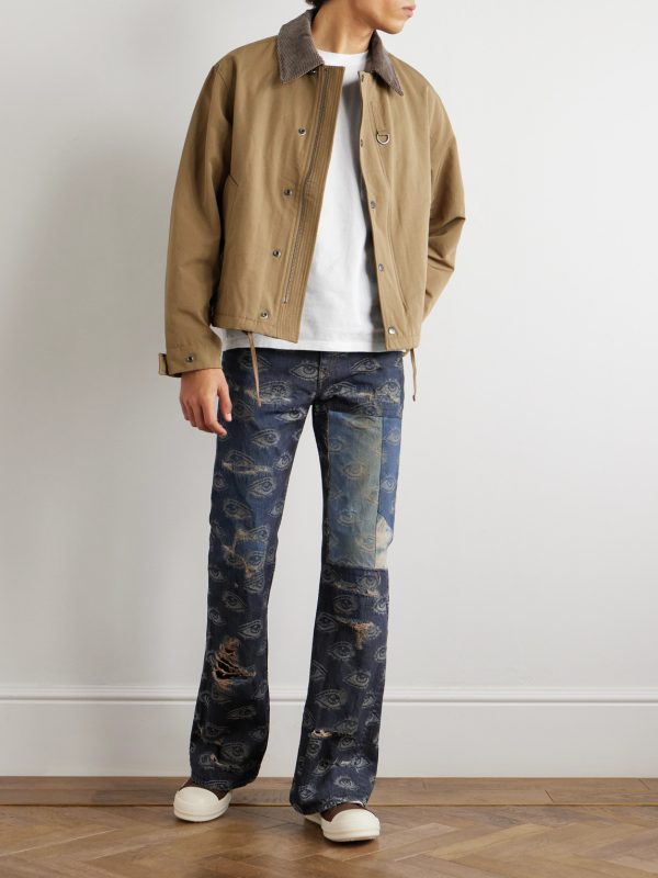 Speakeasy Slim-Fit Flared Printed Distressed Jeans - OU Speakeasy Slim-Fit Flared Printed Distressed Jeans - OU