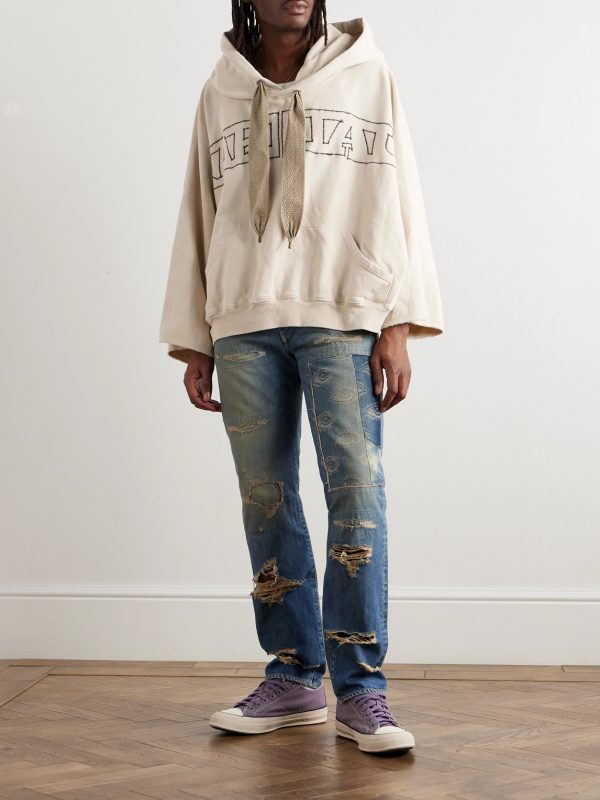 Logo-Embroidered Cotton-Jersey Hoodie - OU Logo-Embroidered Cotton-Jersey Hoodie - OU