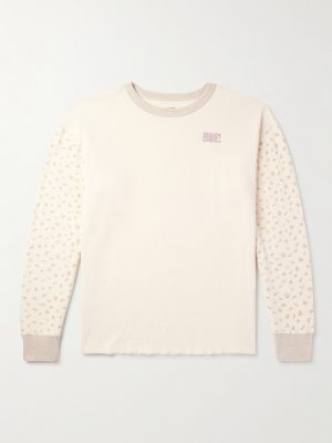 Logo-Embroidered Printed Waffle-Knit Cotton-Jersey T-Shirt