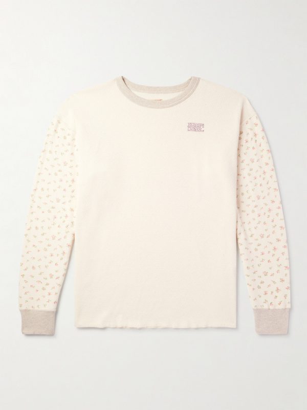 Logo-Embroidered Printed Waffle-Knit Cotton-Jersey T-Shirt Logo-Embroidered Printed Waffle-Knit Cotton-Jersey T-Shirt