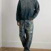 Embellished Suede-Trimmed Distressed Cotton-Jersey Hoodie - OU Embellished Suede-Trimmed Distressed Cotton-Jersey Hoodie - OU