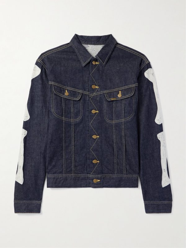 Crochet-Trimmed Denim Jacket