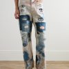 Slim-Fit Patchwork Embroidered Tie-Dyed Jeans - FR Slim-Fit Patchwork Embroidered Tie-Dyed Jeans - FR