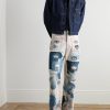 Slim-Fit Patchwork Embroidered Tie-Dyed Jeans - OU Slim-Fit Patchwork Embroidered Tie-Dyed Jeans - OU