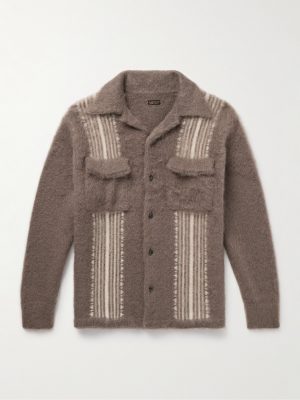 Camp-Collar Striped Knitted Overshirt Camp-Collar Striped Knitted Overshirt