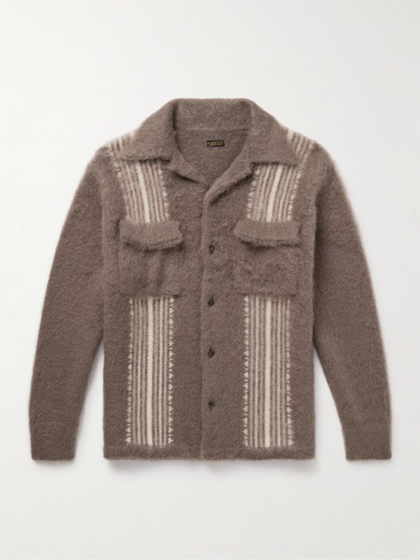 Camp-Collar Striped Knitted Overshirt Camp-Collar Striped Knitted Overshirt