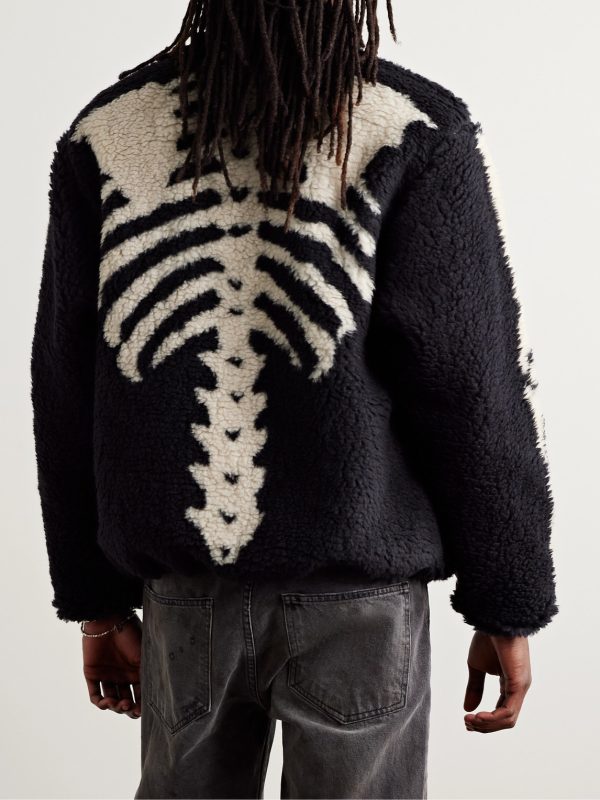 Bone Boa Reversible Printed Fleece and Nylon Jacket - BK